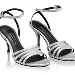 Women Leather Sandals 8424 Laminato Argento