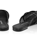 Women Leather Mules 8059 Rete+Vitello Black