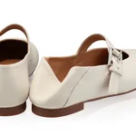 Women Leather Ballerina Flats 7824 Nappa Panna