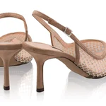 Mid-heel Slingback Pumps 8450 Camoscio+Rete Nude