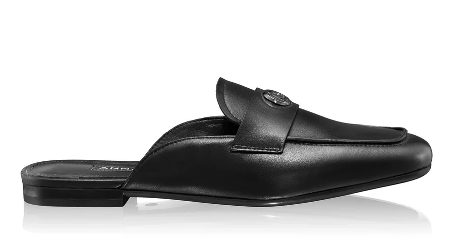 Women Leather Mules 8121 Vitello Black