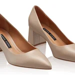 Mid-heel Leather Pumps 7550 Vitello Beige