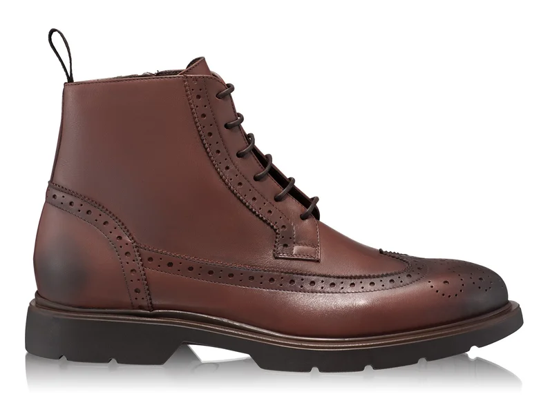 Men leather boots 6925 Vitello Brown