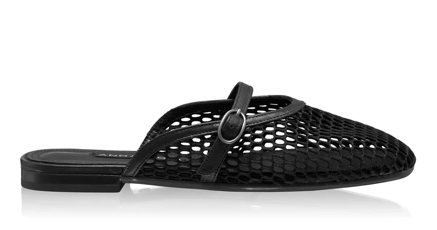 Women Leather Mules 8059 Rete+Vitello Black