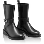 Suede Leather Ankle-Boots 8191 Vitello Black