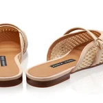 Women Leather Mules 8059 Rete+Vitello Beige