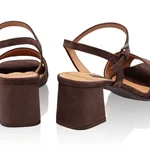 Women Leather Sandals 8042 Camoscio Maro