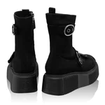 Women Suede Leather Ankle-Boots 8168 Camoscio+Stretch Black
