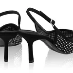 Mid-heel Slingback Pumps 8450 Camoscio+Rete Negru