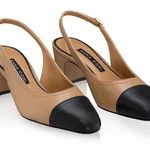 Mid-heel Slingback Pumps 8493 Vitello Cappuccino+Black