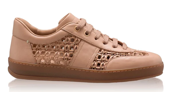 Women leather sport shoes 8385 Vitello+Intreccio Poudre