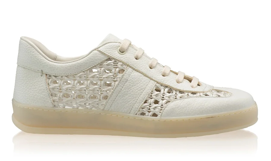 Women leather sport shoes 8385 Bottalato+Intreccio Alb