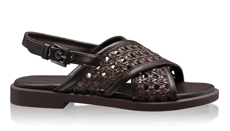 Women Leather Sandals 8380 Vitello+Intreccio T.Moro