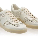 Women leather sport shoes 8385 Bottalato+Intreccio Alb