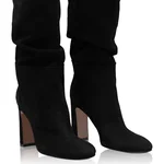 Women Suede Leather High-heel Boots 6399 Camoscio Black