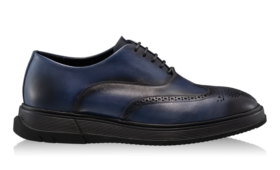 Men Natural Leather Casual Shoes 7322 Vitello Blue