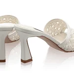 Women Leather Mules 8057 Vitello+Intreccio White