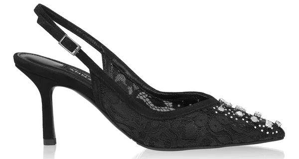 Mid-heel Slingback Pumps 8506 Camoscio+Rete Black