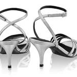 Women Leather Sandals 8424 Laminato Argento