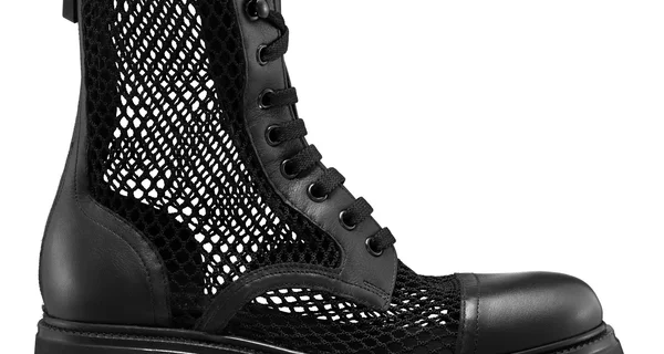 Women Leather Casual Boots 8118 Vitello+Mesh Black