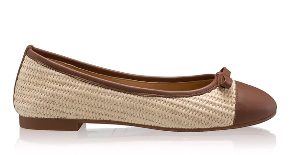 Women's Ballerinas 8361 Vitello Maro+Rafia Bej