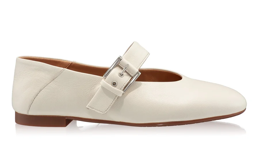 Women Leather Ballerina Flats 7824 Nappa Panna