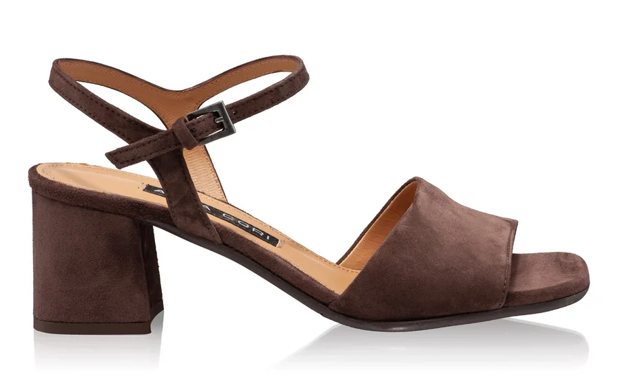 Women Leather Sandals 8042 Camoscio Maro