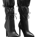 Women High Heel Leather Boots 8245 Vitello Black