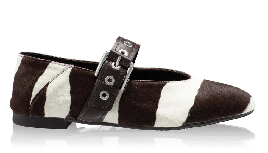 Ballerina Flats 8173 Cavallino Zebra White+Brown