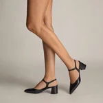 Mid-heel Slingback Pumps 8046 Vitello Black