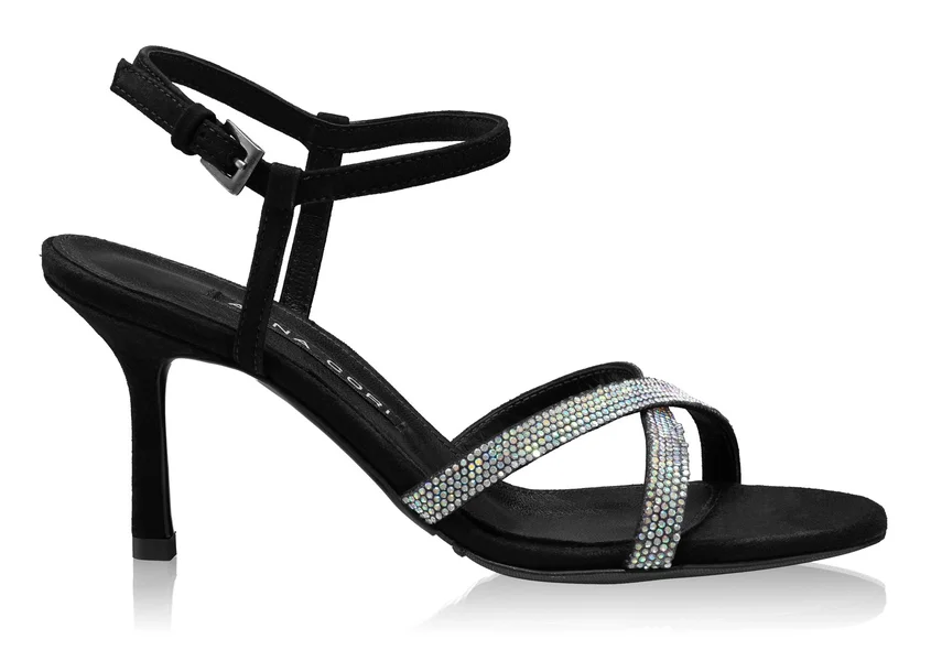 Women Leather Sandals 8030 Camoscio Black