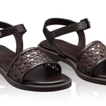 Women's leather sandals 8363 Vitello+Intreccio T.Moro