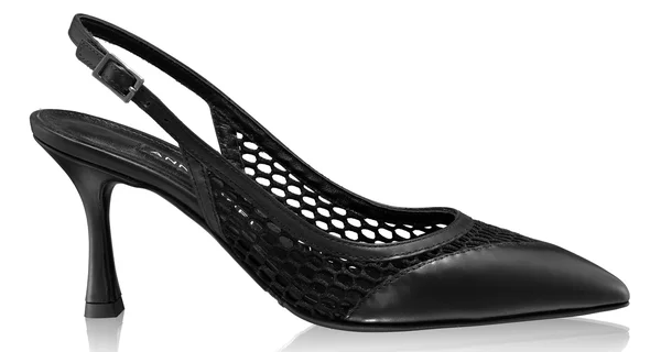 Women Leather slingback shoes 8095 Vitello+Black Mesh