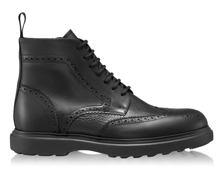 Men leather boots 7679 Vitello Black