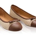 Women's Ballerinas 8361 Vitello Maro+Rafia Bej