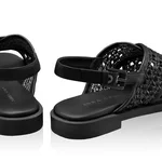 Women Leather Sandals 8380 Vitello+Intreccio Black