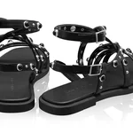 Women's Leather Sandals 8366 Vitello Black
