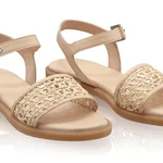 Women's leather sandals 8363 Vitello+Intreccio Beige