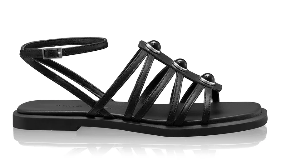 Women Leather Sandals 8365 Vitello Black
