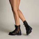 Women Leather Casual Boots 8118 Vitello+Mesh Black