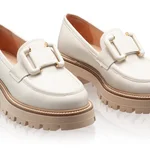 Women Casual Leather Loafers 8165 Vitello Panna