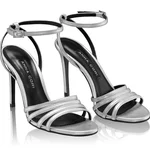 Women HighHeel Leather Sandals 8443 Laminato Argento