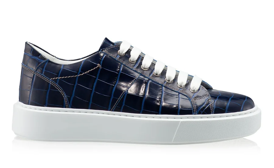 Men genuine leather sports shoes 6897 Croco Blue