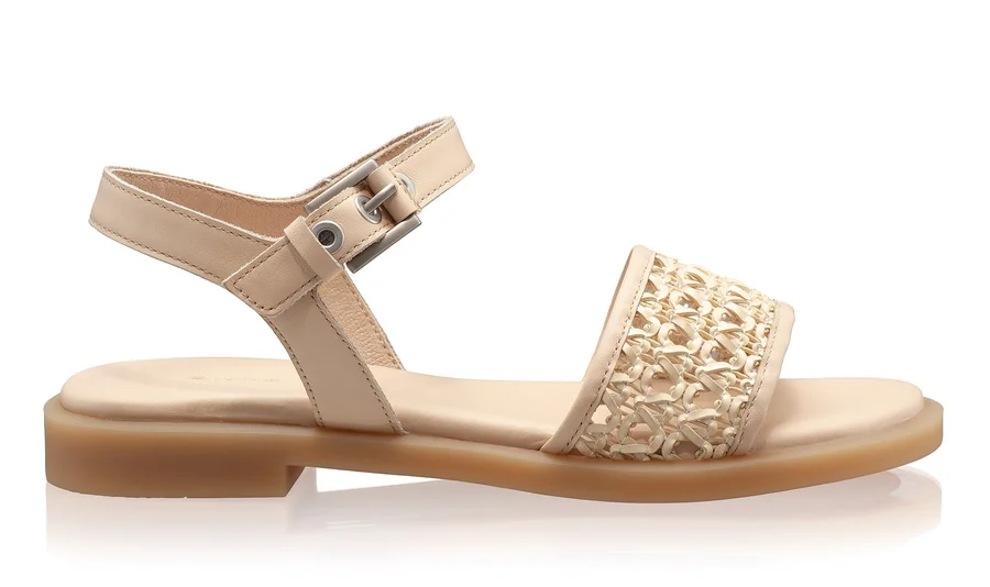 Women's leather sandals 8363 Vitello+Intreccio Beige