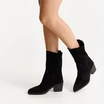 Women Suede Leather Boots 7950 Crosta Black