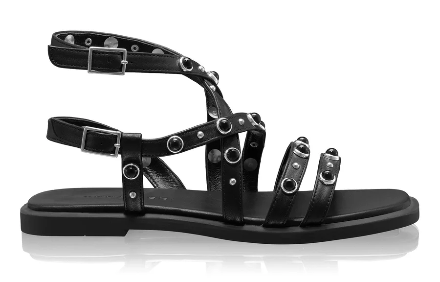 Women's Leather Sandals 8366 Vitello Black