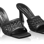 Women Leather Mules 8057 Vitello+Intreccio Black