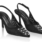 Mid-heel Slingback Pumps 8506 Camoscio+Rete Black