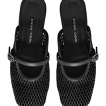 Women Leather Mules 8059 Rete+Vitello Black