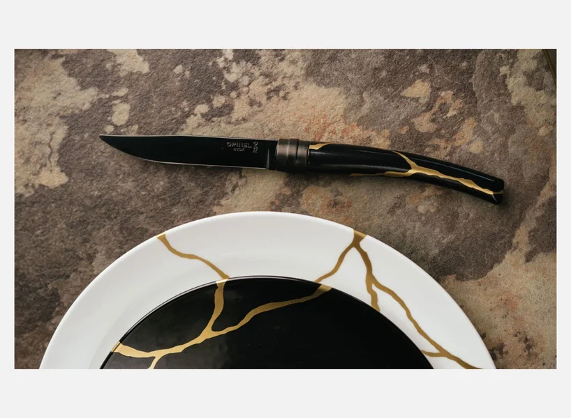 Coffret de 2 couteaux de table Kintsugi Charbon Lame Noire